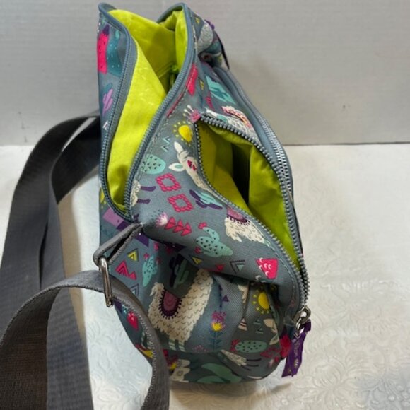 Lily Bloom Llama Print Adjustable Multi Zip Pockets Shoulder Bag - Picture 7 of 15